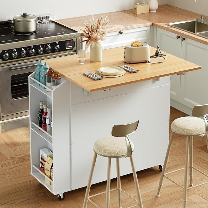 hoobro-kitchen-furniture-lot-de-cuisine-blanc-roulettes-plateau-rabattable image 8
