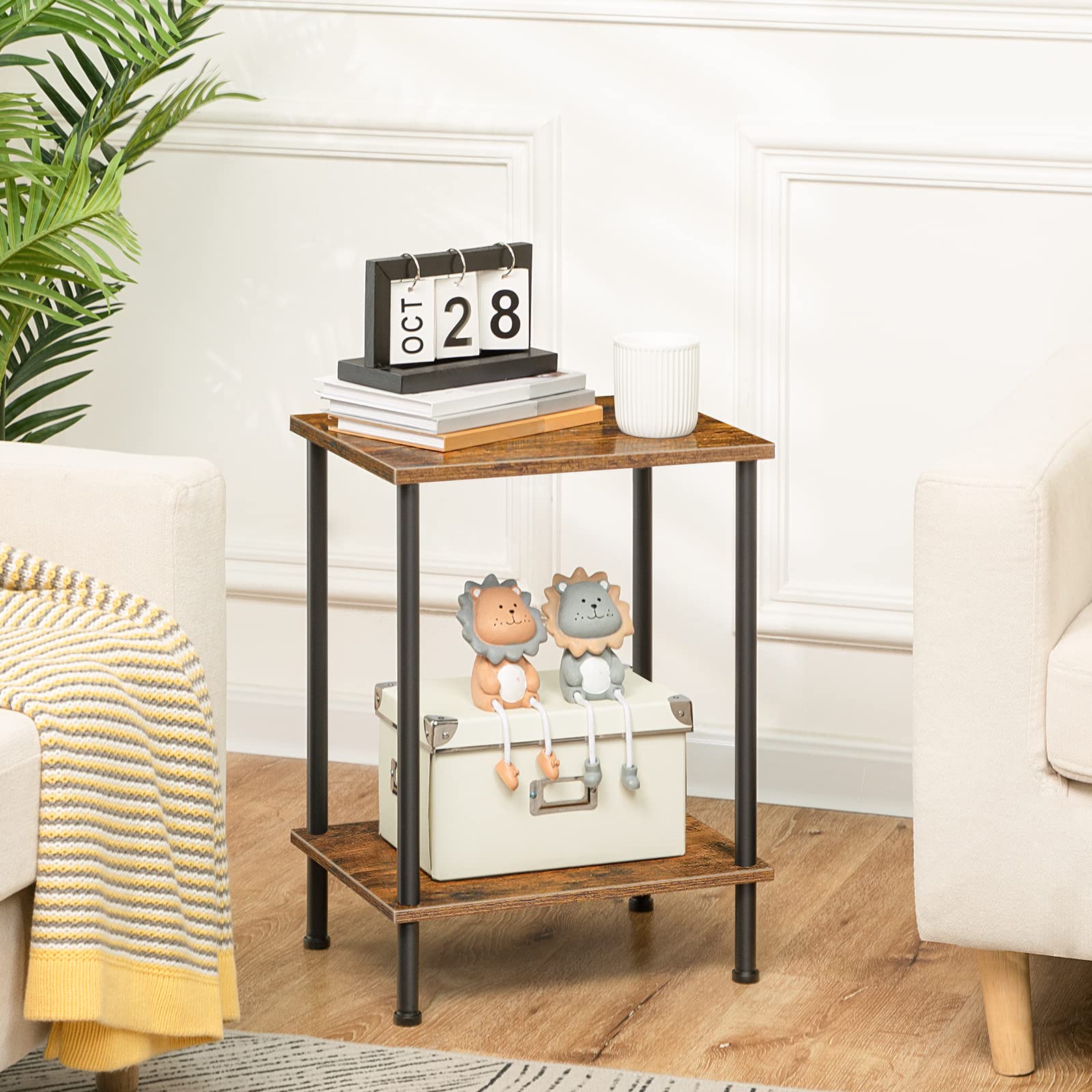 hoobro-lot-2-bouts-de-canap-marron-avec-tag-res image 4