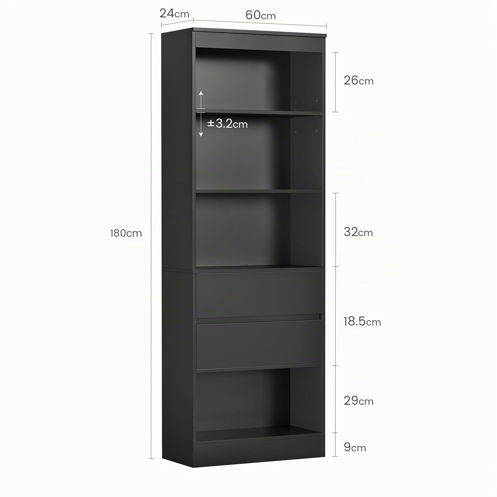 forabamb-commodes-de-salle-de-bain-colonne-noire-180-cm-2-tiroirs image 3