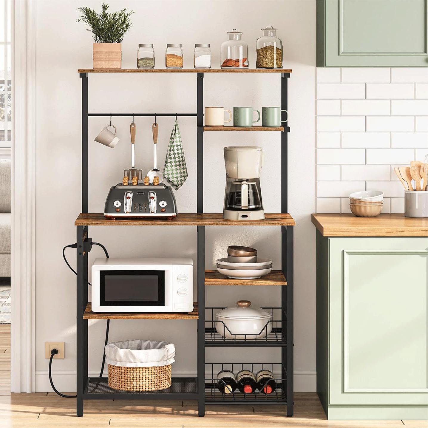 hoobro-kitchen-furniture-desserte-6-niveaux-marron image 2