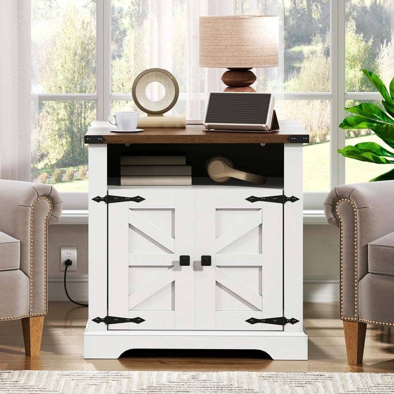 hoobro-table-de-chevet-blanche-60-cm-avec-station-charge image 2
