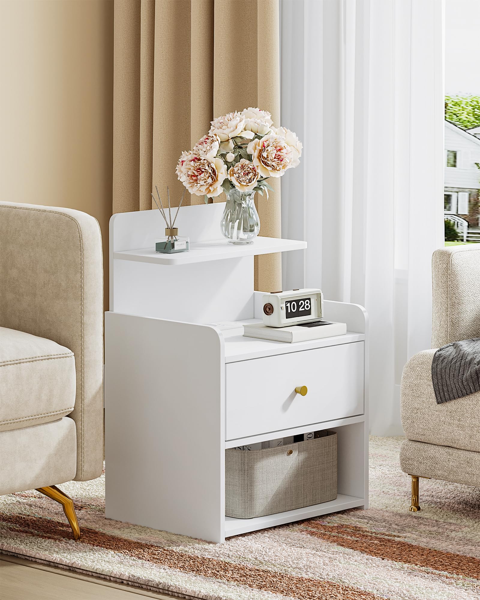 hexcelen-lot-2-tables-de-chevet-blanches-avec-prises-usb image 7