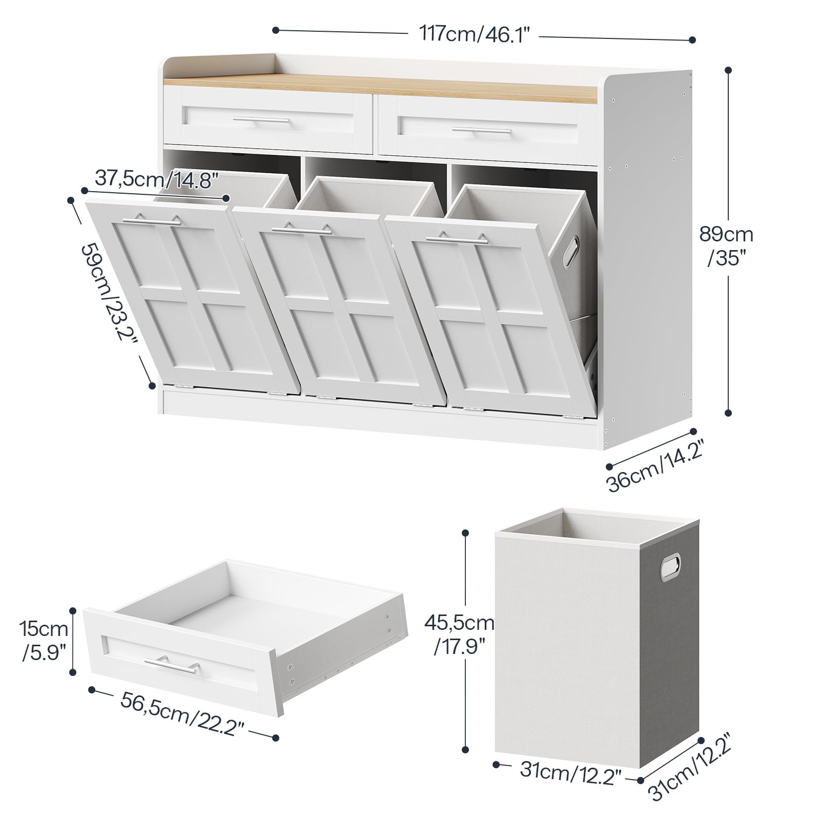 hoobro-panier-linge-meuble-blanc-basculant-135l image 3