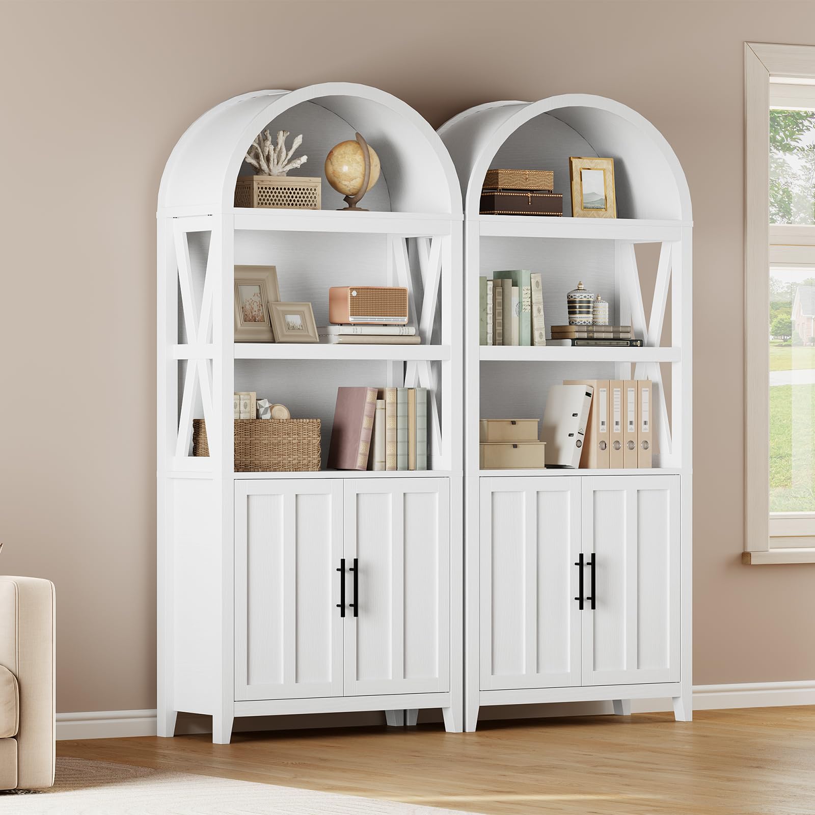 hoobro-bookshelves-biblioth-que-blanche-5-niveaux-arche image 6