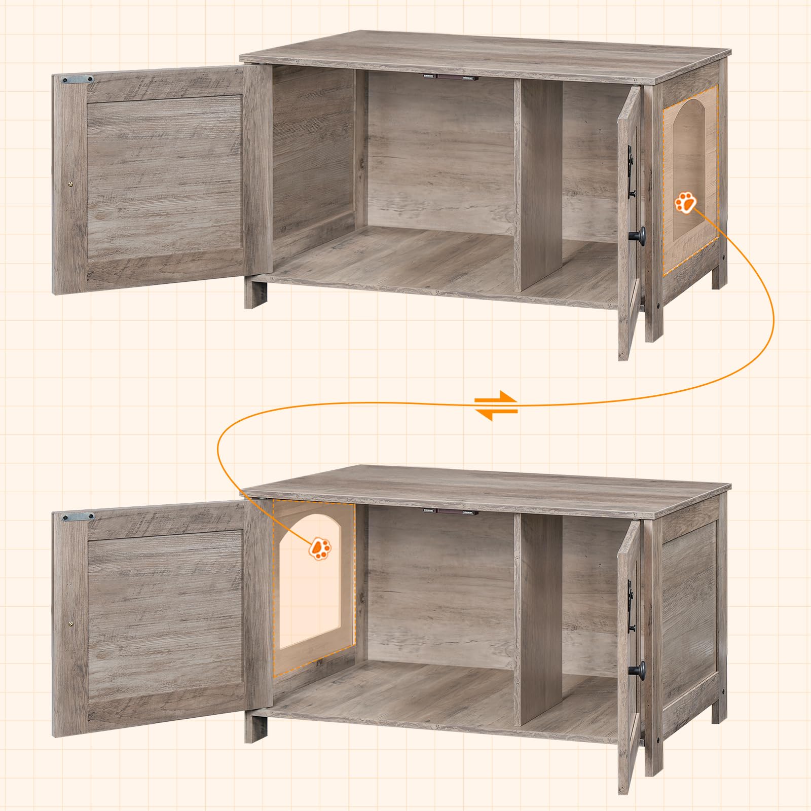hoobro-pet-furniture-meuble-liti-re-chat-greige-avec-s-parateur image 7