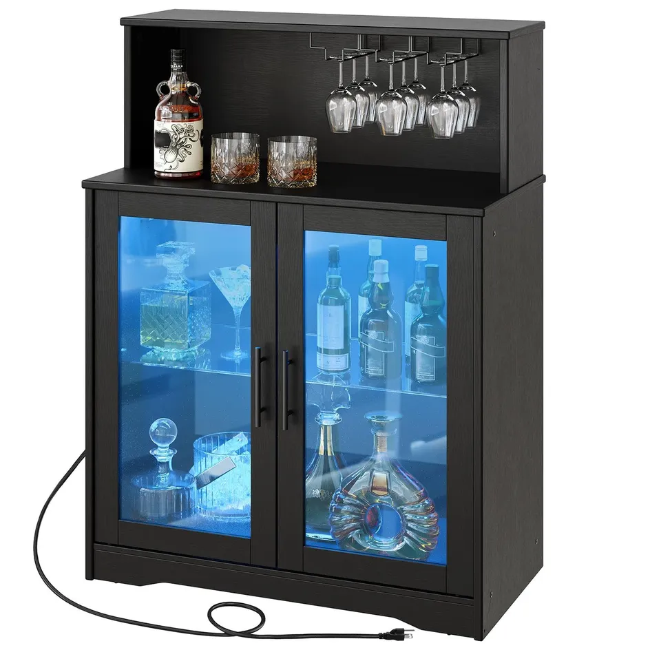 hoobro-beverage-counters-armoire-bar-noire-led-verres image 1