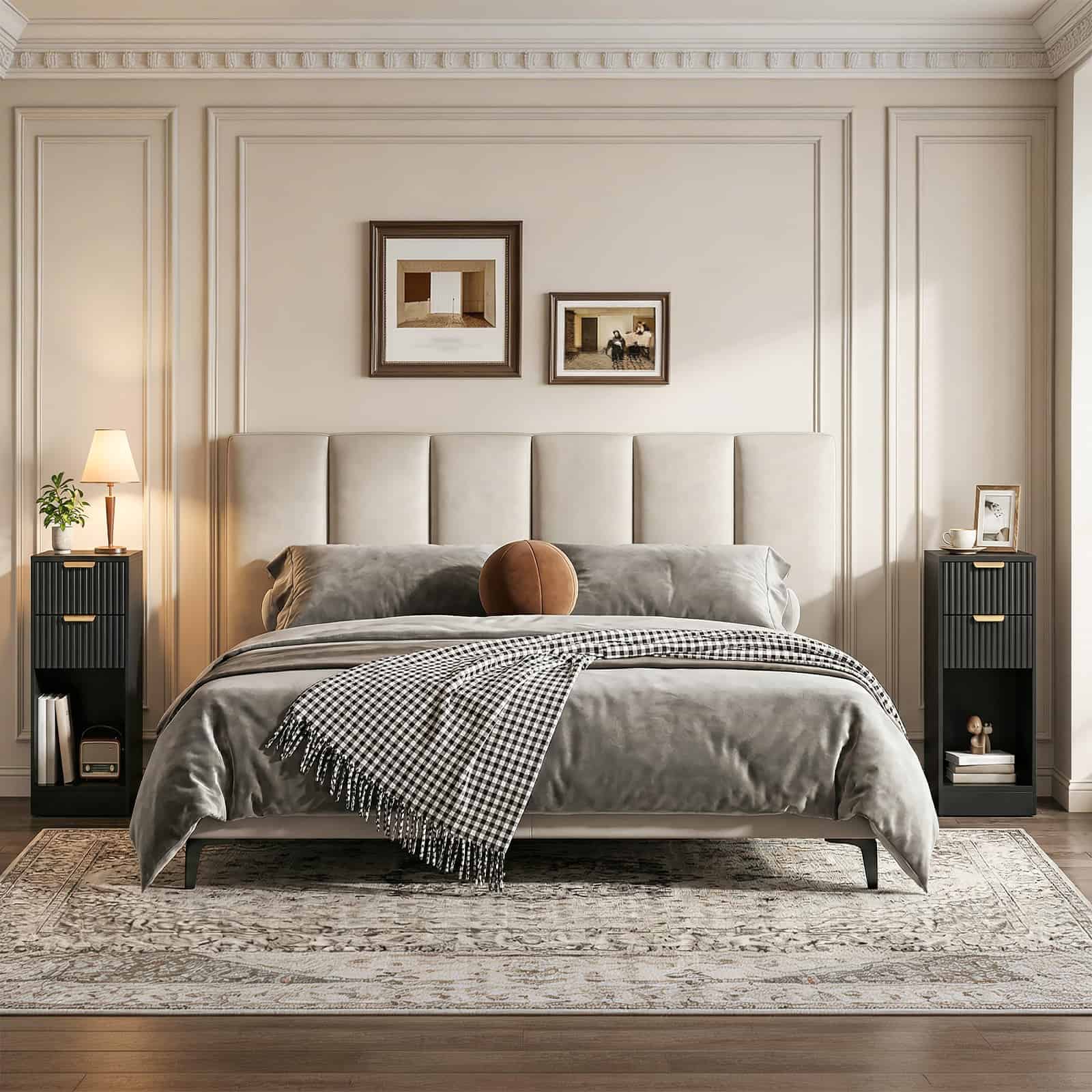 hoobro-nightstands-table-de-chevet-2-tiroirs-noire-cannel-e-troite image 7