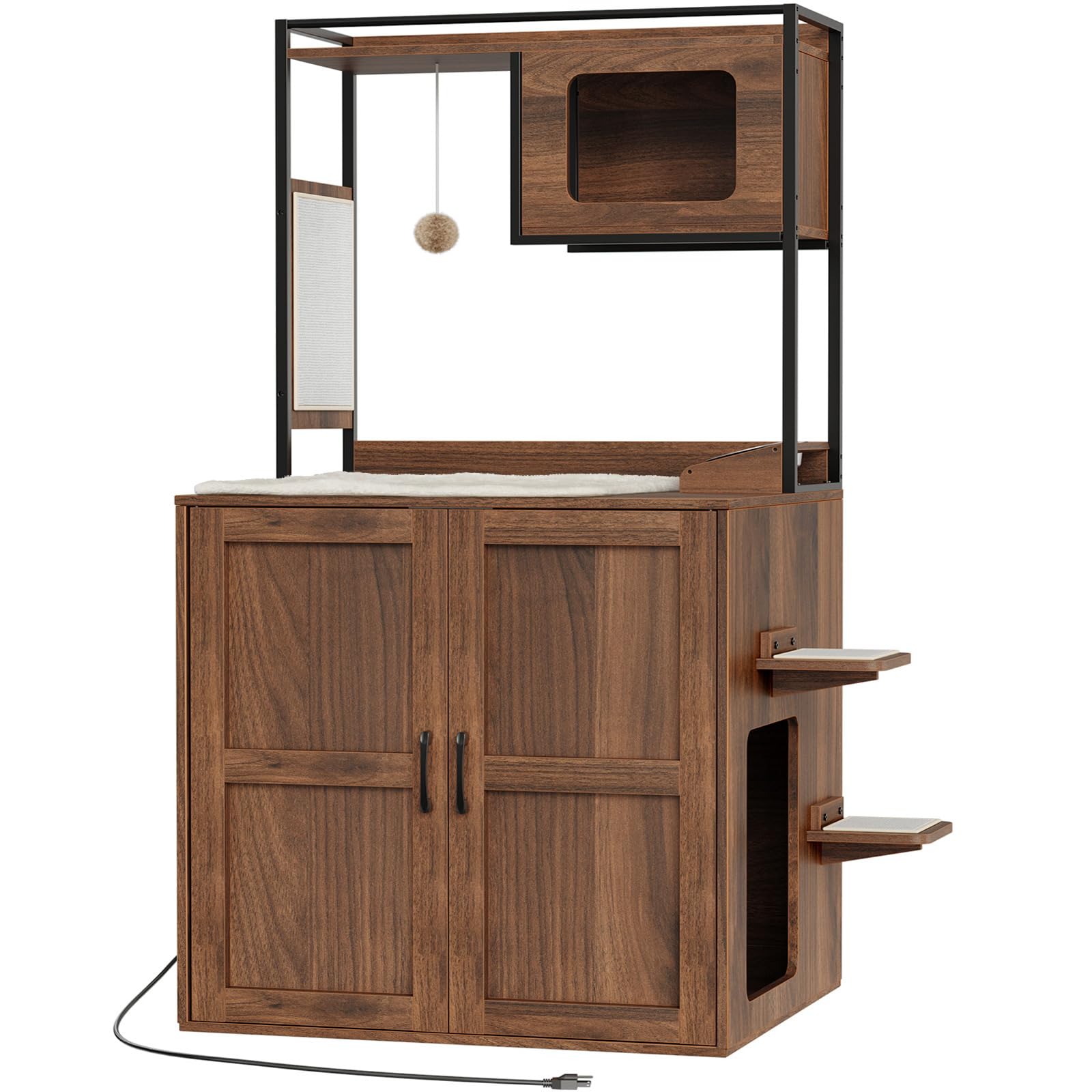 hoobro-pet-furniture-meuble-liti-re-chat-marron-avec-arbre image 1