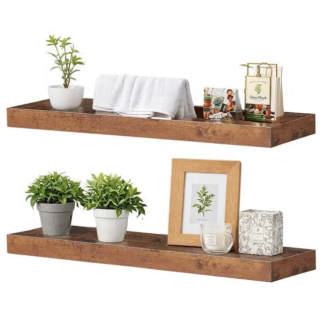hoobro-storage-racks-tag-re-murale-marron-lot-de-2-flottante image 1