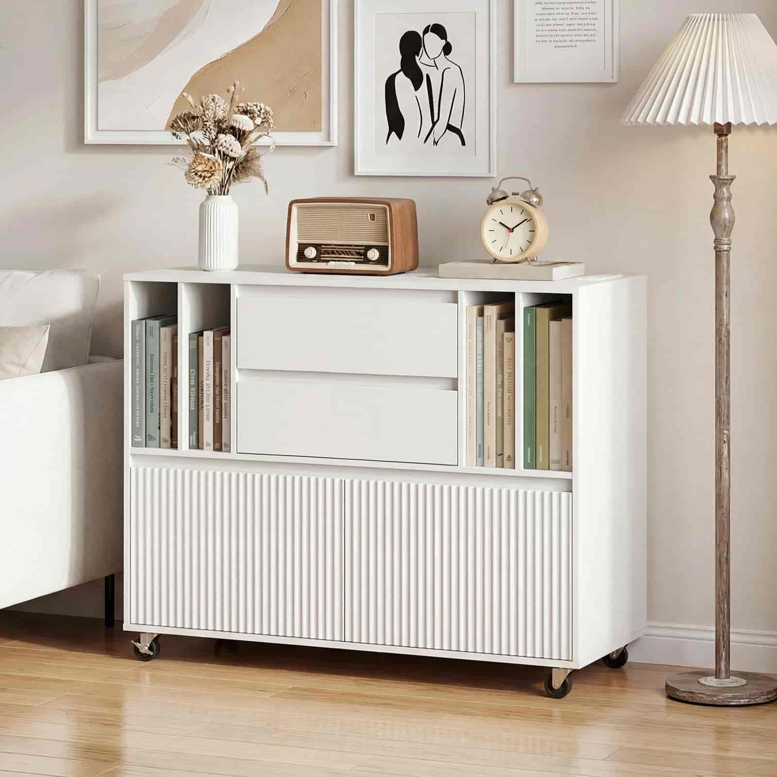 hoobro-caisson-bureau-blanc-imprimante-100cm-prise image 6