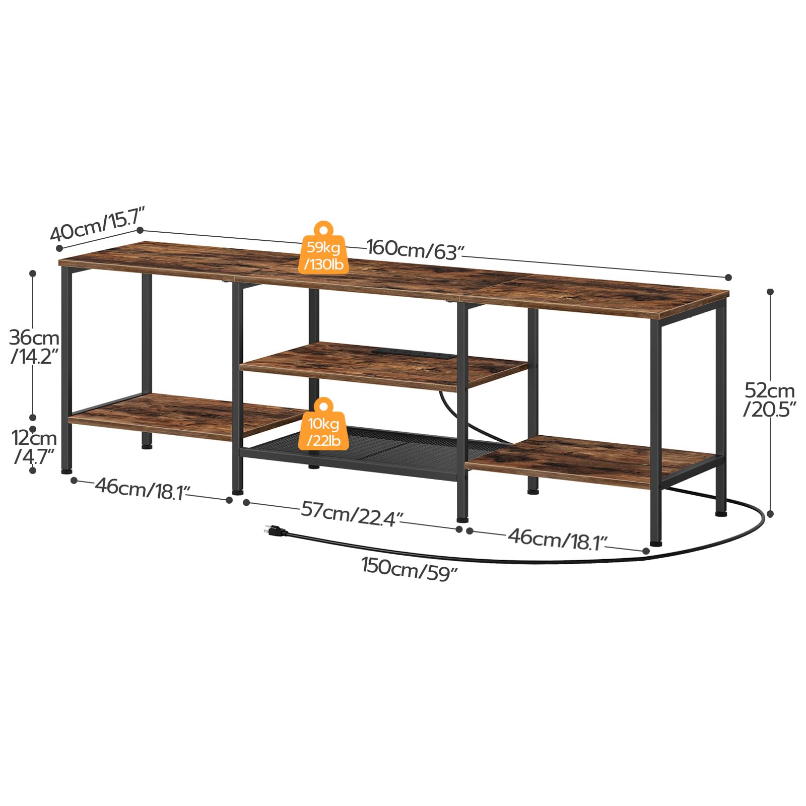 hoobro-bf60ds01-meuble-tv-70-pouces-marron-avec-prises image 3