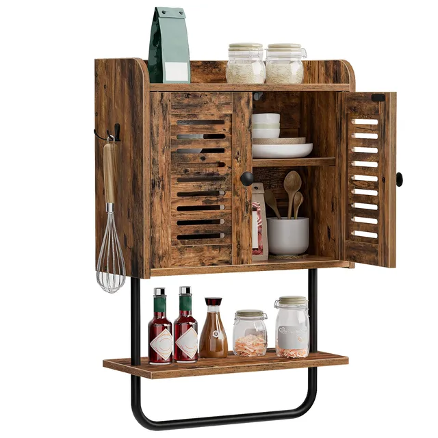hoobro-bathroom-furniture-armoire-bain-marron-2-portes image 1