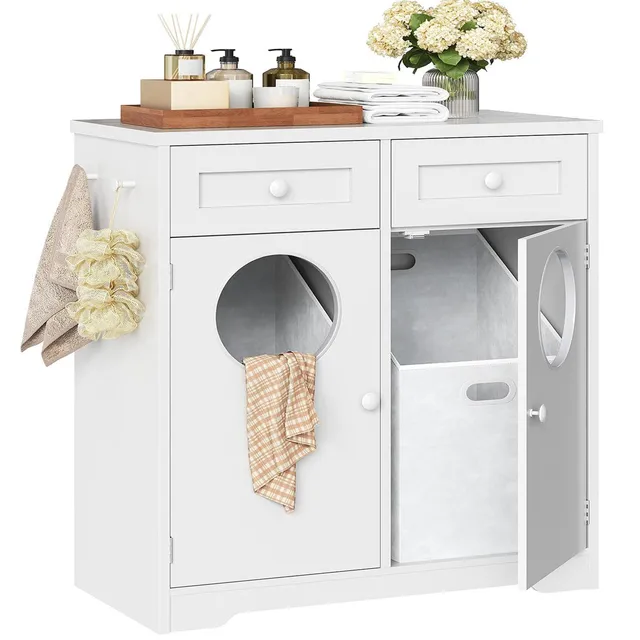 hoobro-wt36xy01-meuble-panier-linge-double-blanc image 1