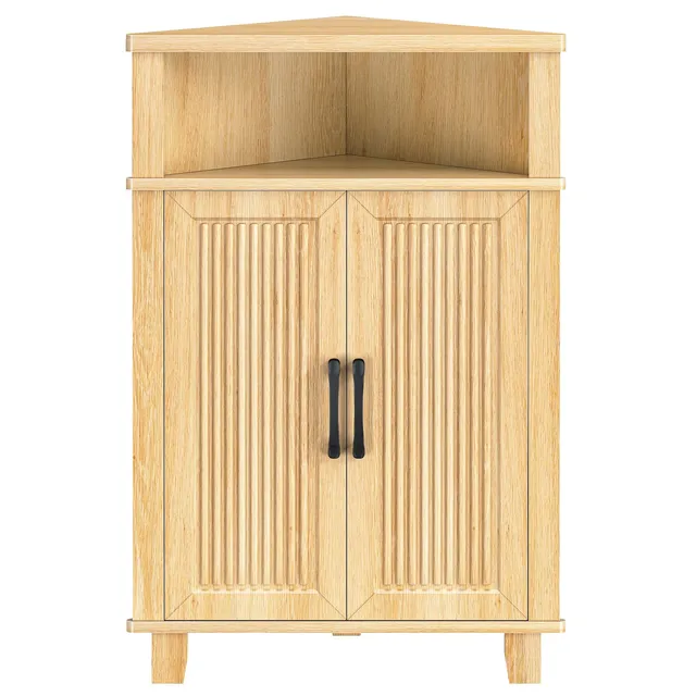 hoobro-meuble-d-angle-beige-porte-cannel-e-rangement-bois image 1