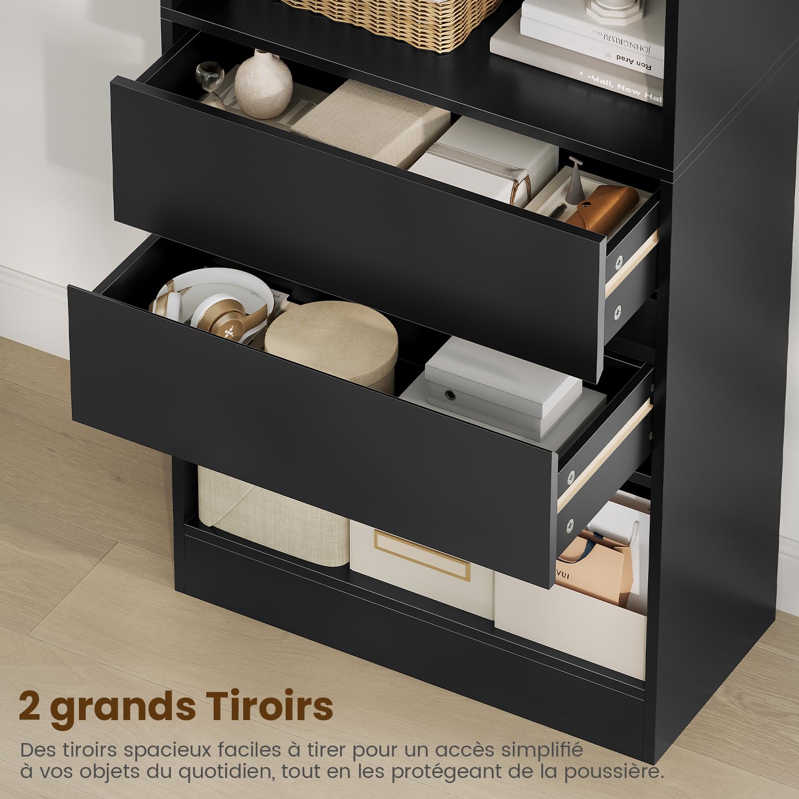 forabamb-commodes-de-salle-de-bain-colonne-noire-180-cm-2-tiroirs image 5