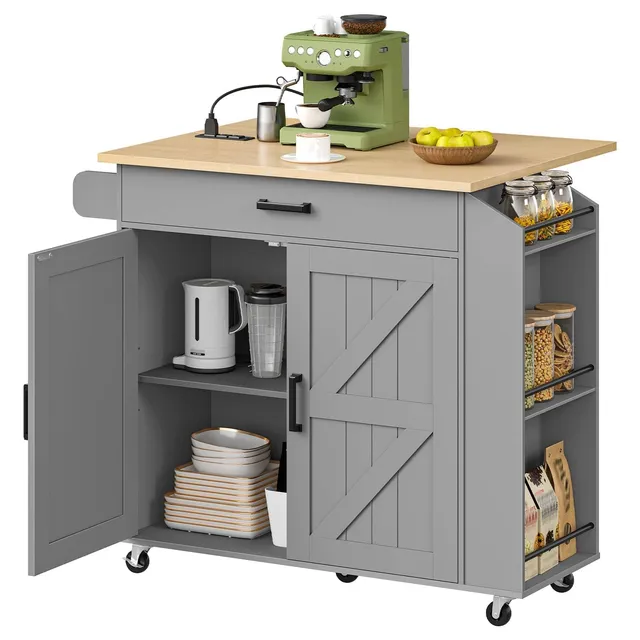 hoobro-kitchen-furniture-desserte-grise-roulettes-prise image 1