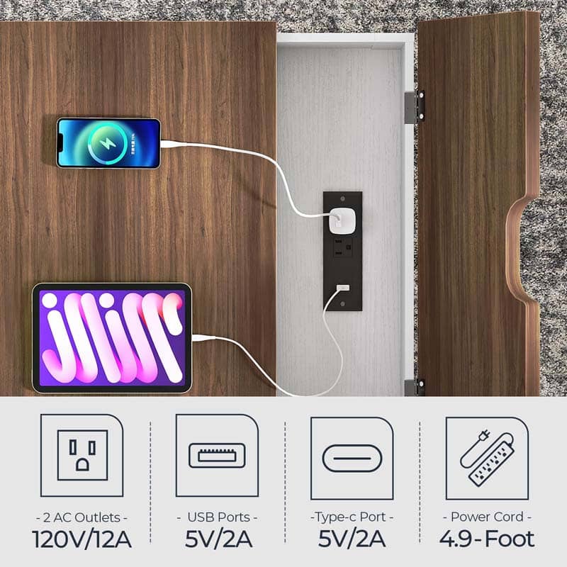 hoobro-table-de-chevet-blanche-60-cm-avec-station-charge image 8