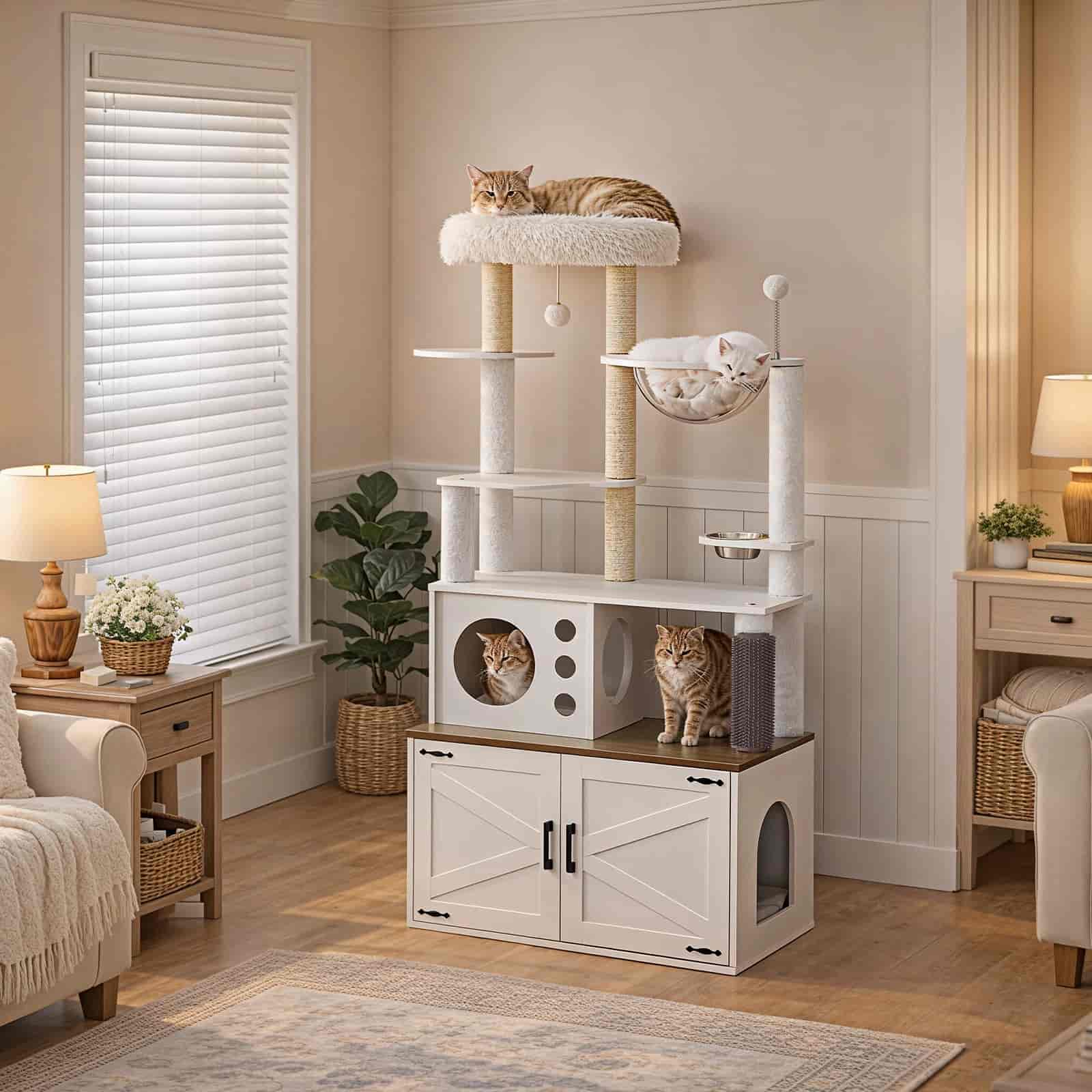 hoobro-pet-furniture-tour-liti-re-chat-blanche-167-cm-griffoir image 5