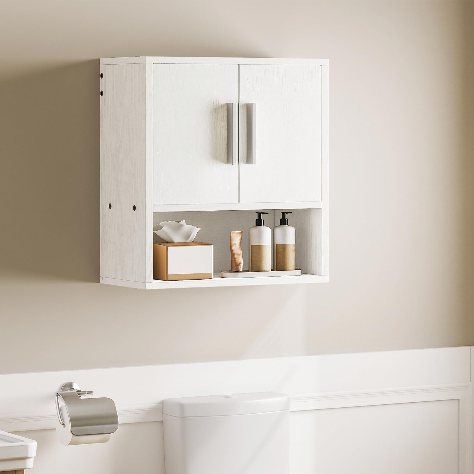 hoobro-bathroom-furniture-armoire-murale-salle-de-bain-blanc-2-portes image 2