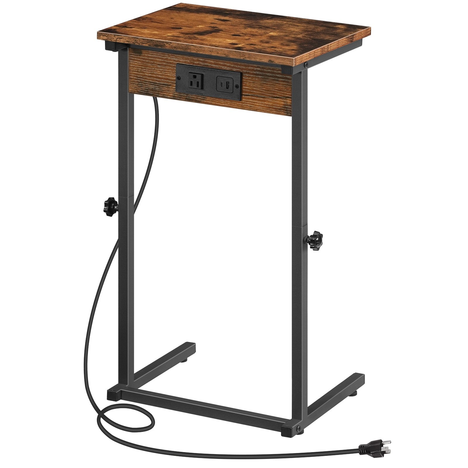 hoobro-table-d-appoint-en-c-marron-hauteur-r-glable-avec-prise image 1