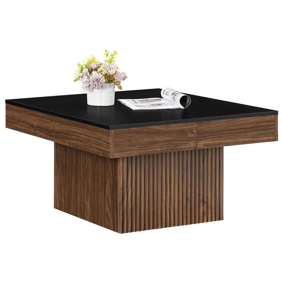 hoobro-coffee-tables-table-basse-carr-e-marron-extensible-avec-coffre image 1