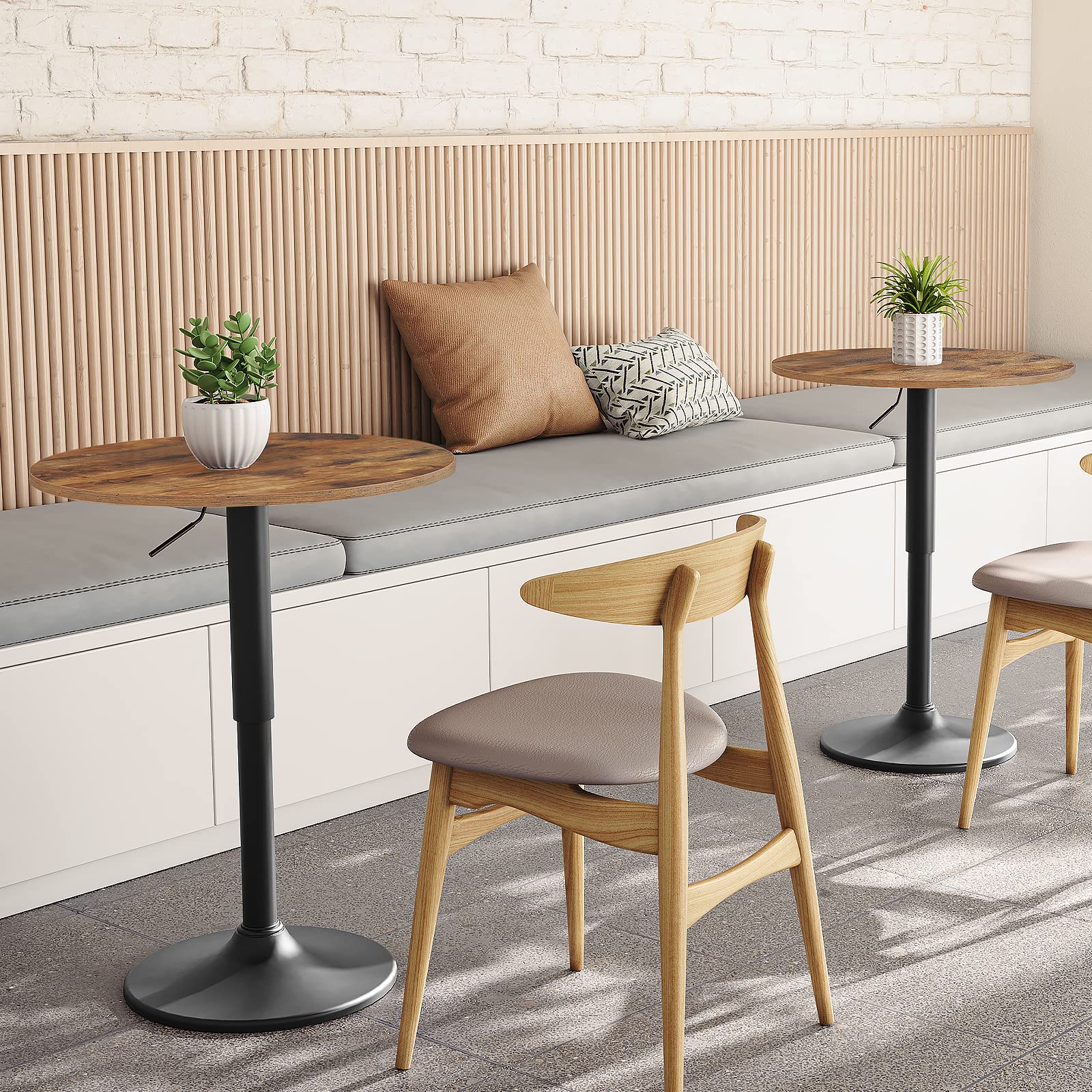 hoobro-table-bar-ronde-marron-hauteur-r-glable image 5