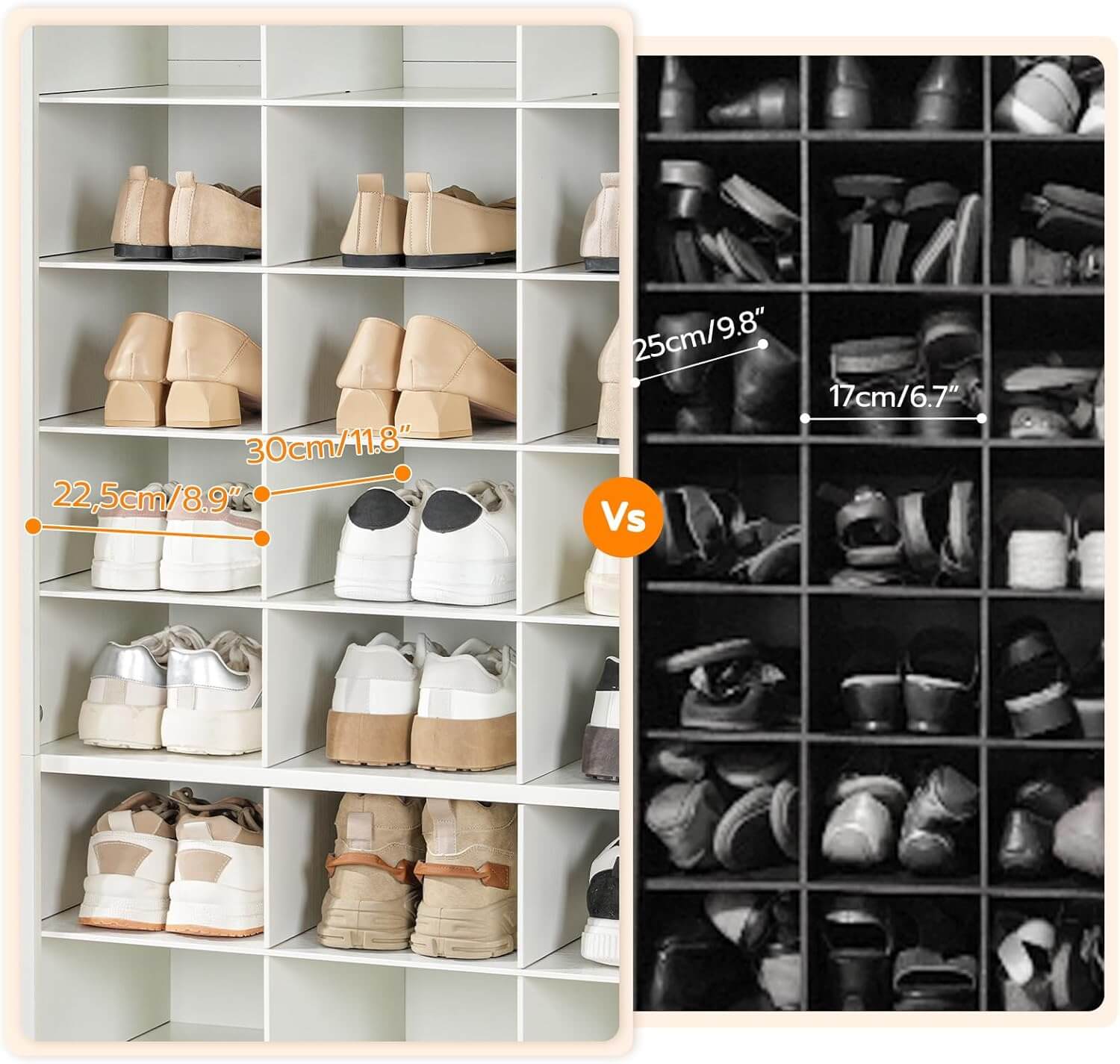 hoobro-shoe-racks-armoire-chaussures-24-cases-blanc-9-niveaux image 7