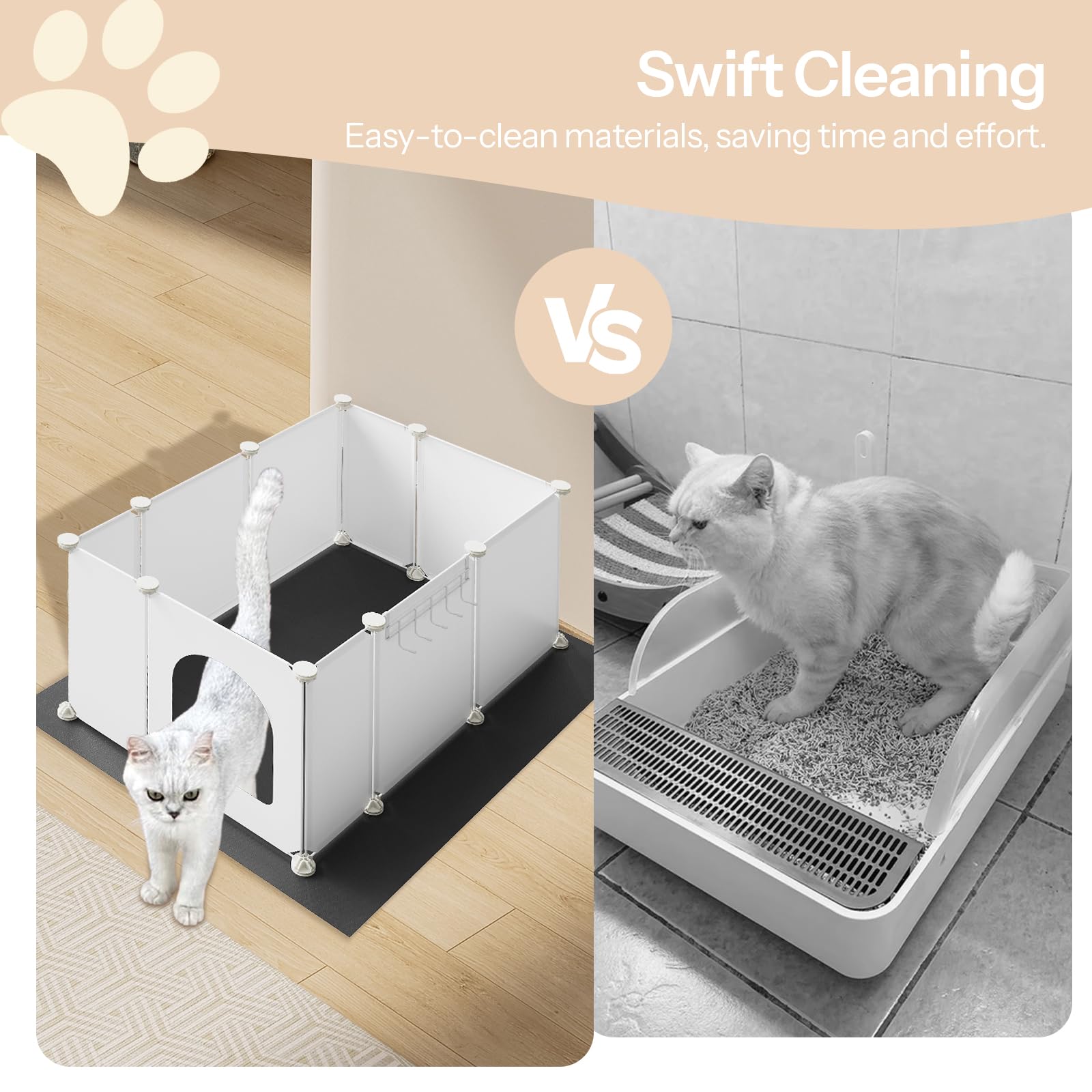 hoobro-pet-furniture-meuble-liti-re-chat-blanc-avec-tapis image 4