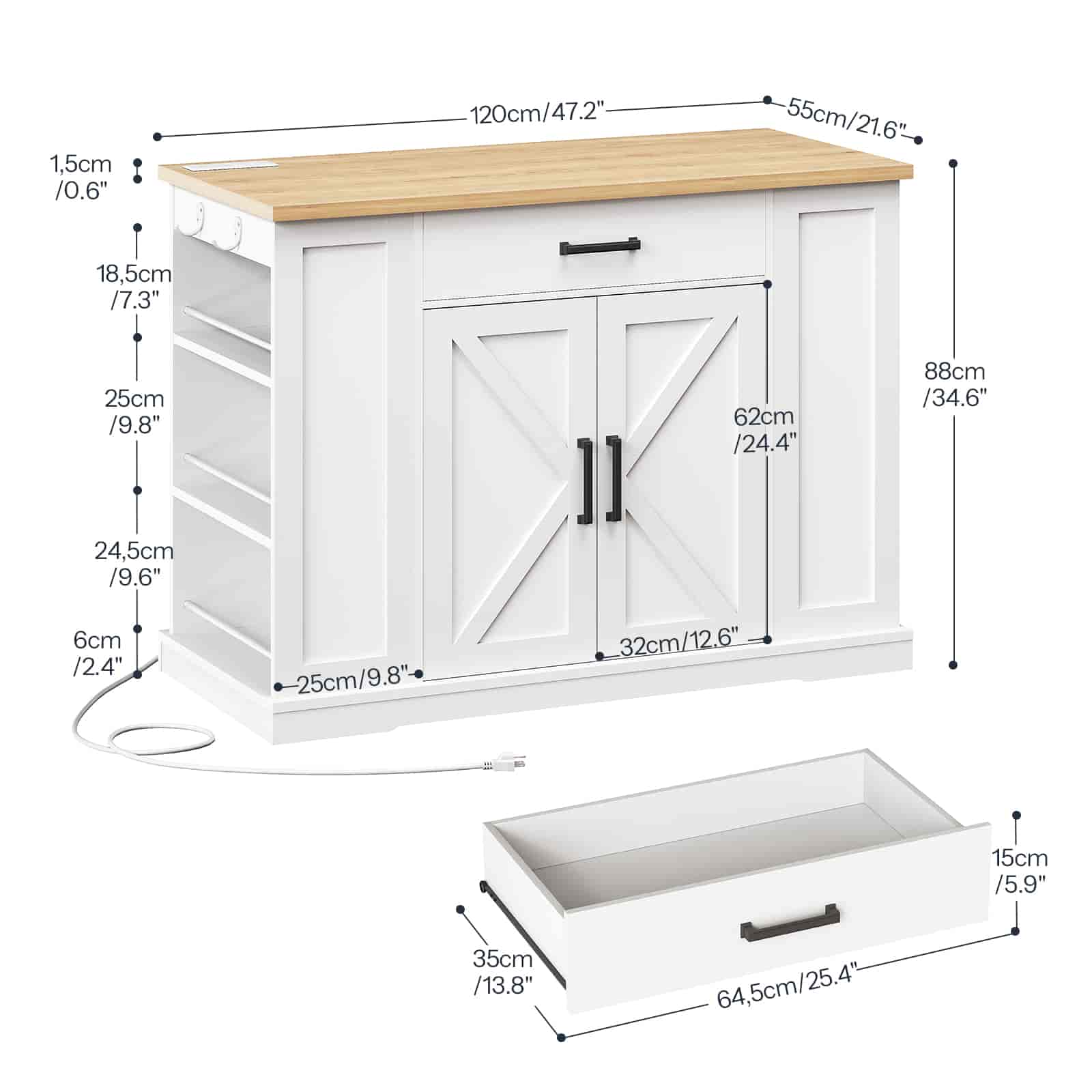hoobro-lot-cuisine-roulant-120-cm-blanc-prise-tiroir image 4