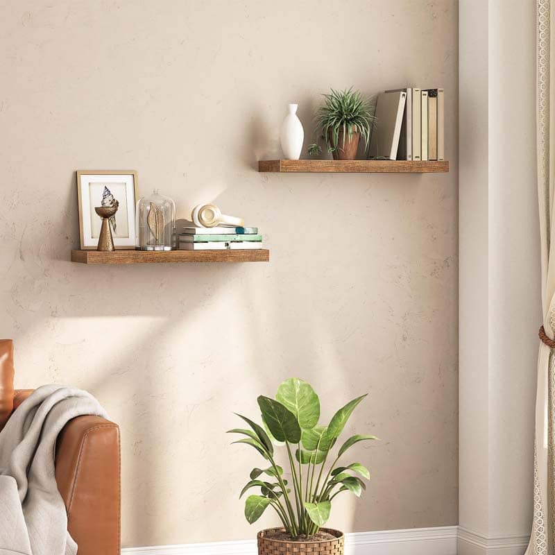 hoobro-storage-racks-tag-re-murale-marron-lot-de-2-flottante image 2