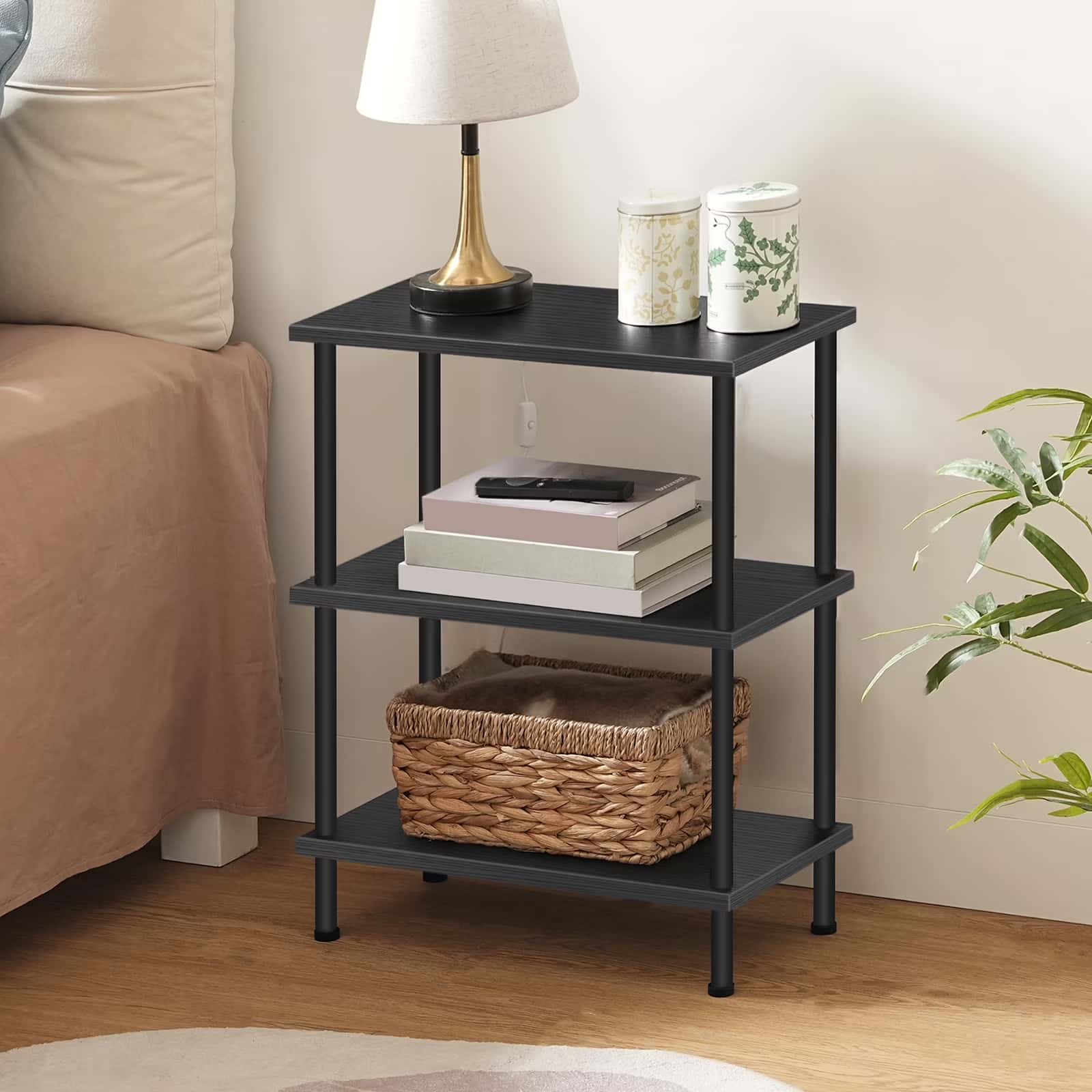 hoobro-side-tables-bout-de-canap-3-niveaux-noir-48-cm image 5