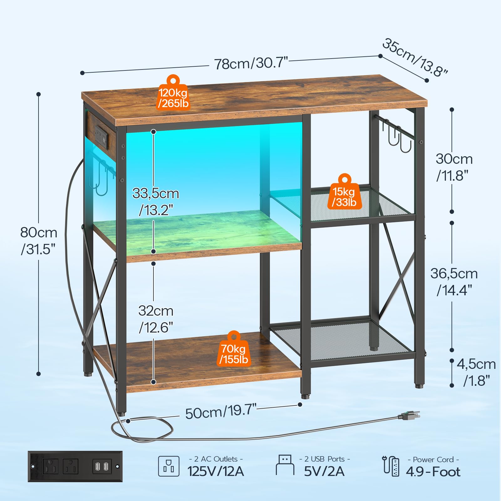 hoobro-fish-tank-stands-meuble-aquarium-20-37-gallons-led-marron image 3