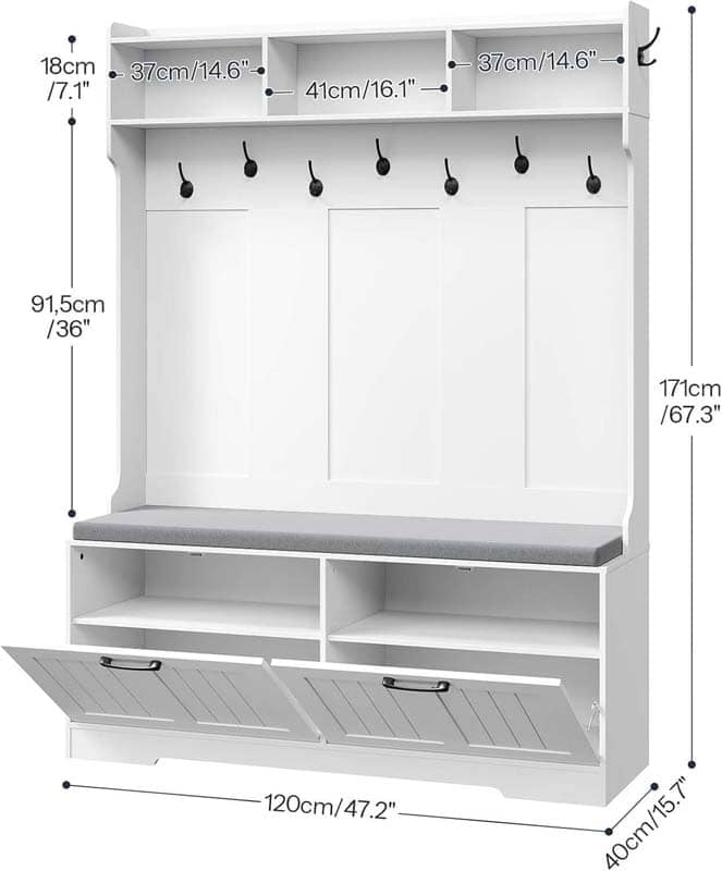 hoobro-meuble-d-entr-e-blanc-120-cm-avec-banc-et-vestiaire image 4