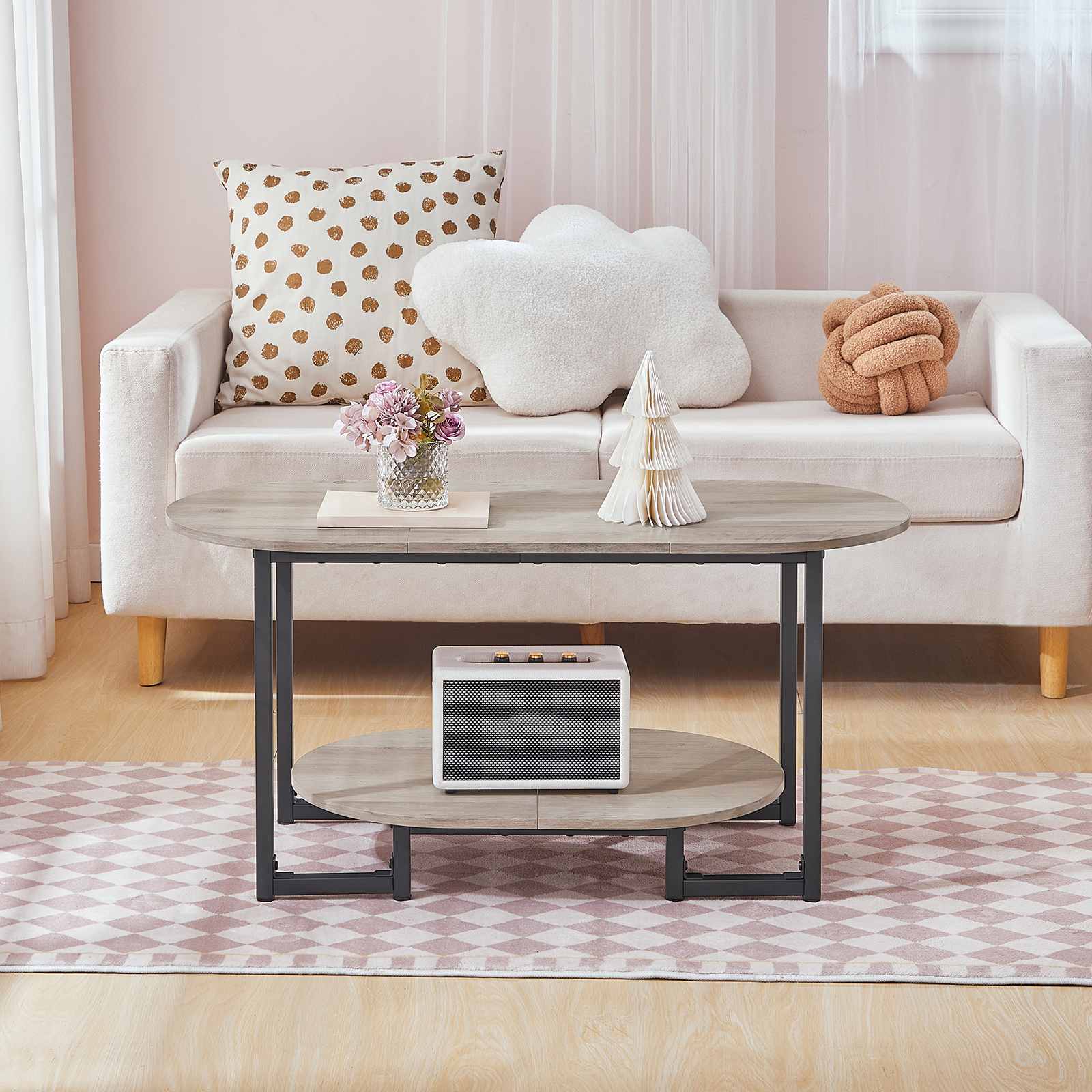 hoobro-coffee-tables-table-basse-ovale-bois-greige-2-niveaux image 6