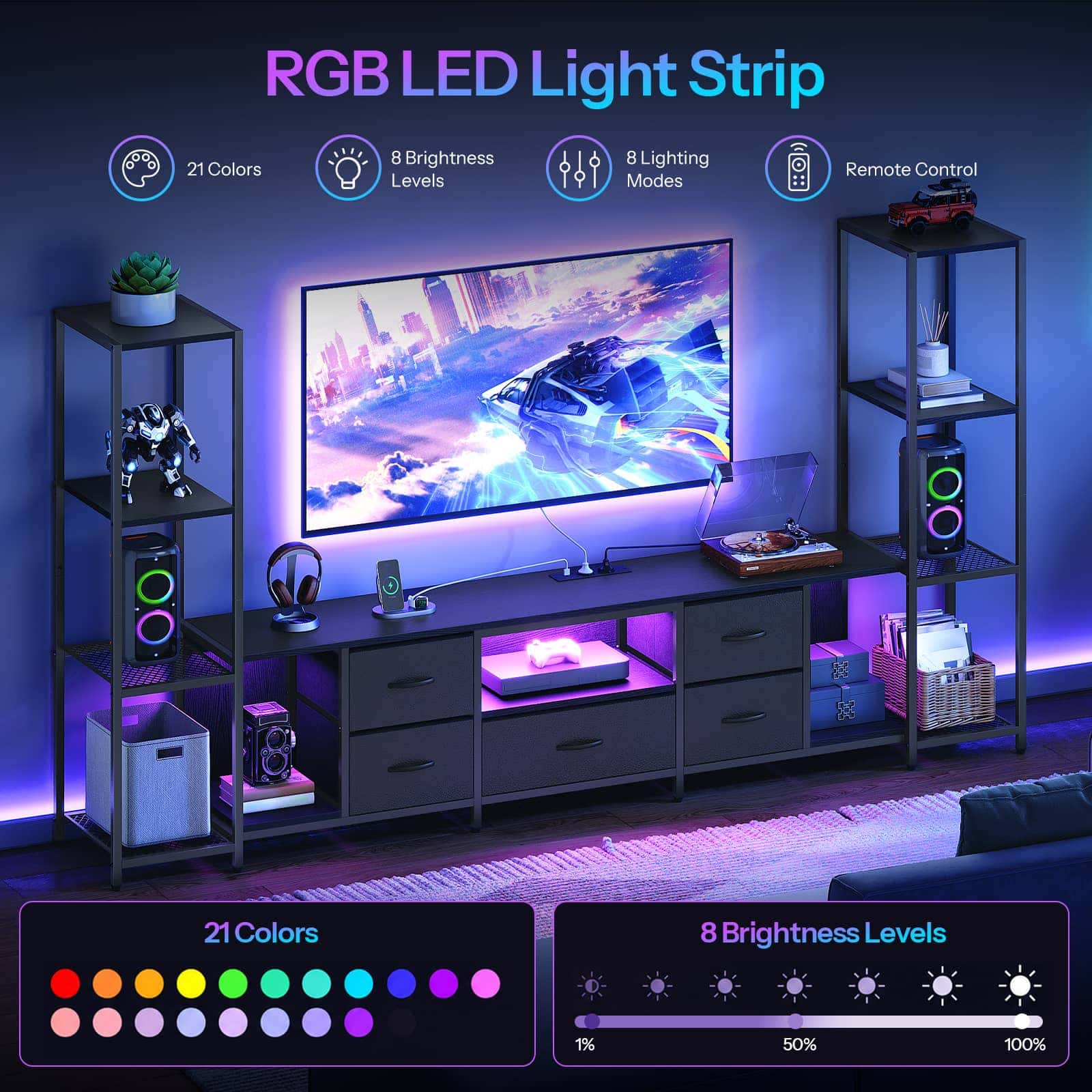 hoobro-meuble-tv-noir-65-75-pouces-led-rgb-avec-prise image 5