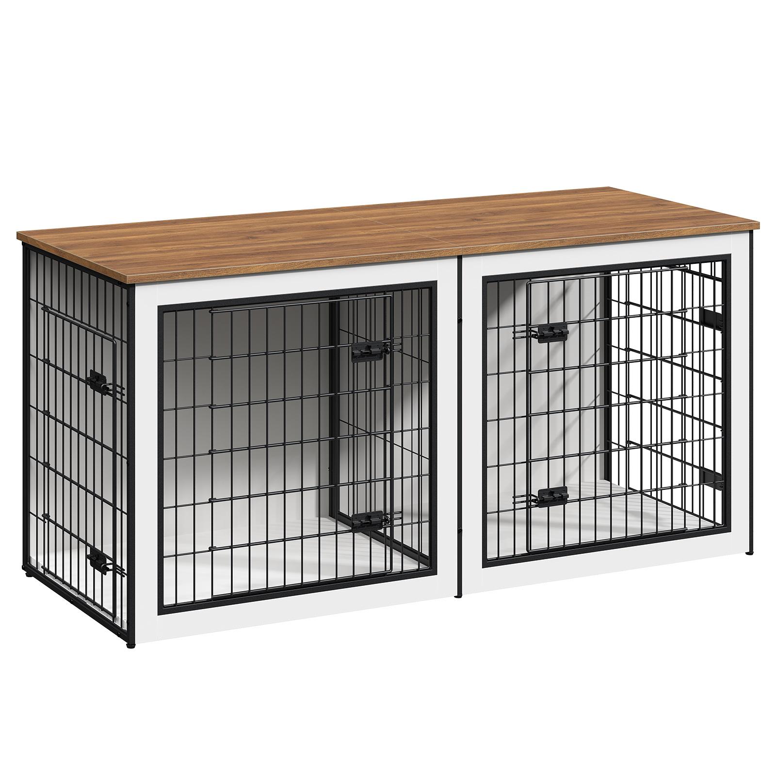 hoobro-niche-chien-bois-blanc-meuble-cage-avec-s-paration image 3