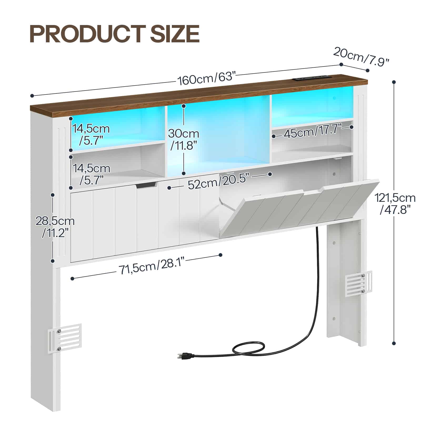 hoobro-t-te-de-lit-rangement-blanche-led-usb image 3