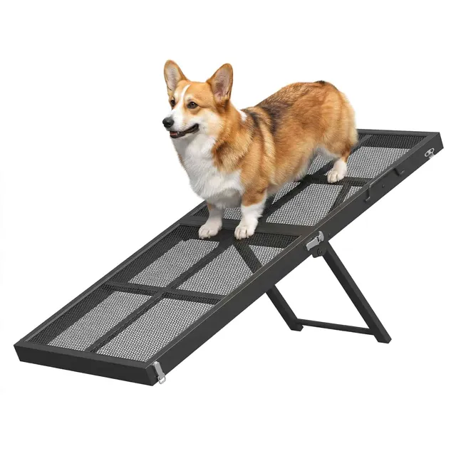 hoobro-rampe-pour-chien-noire-pliable-5-hauteurs-avec-poign-e image 1