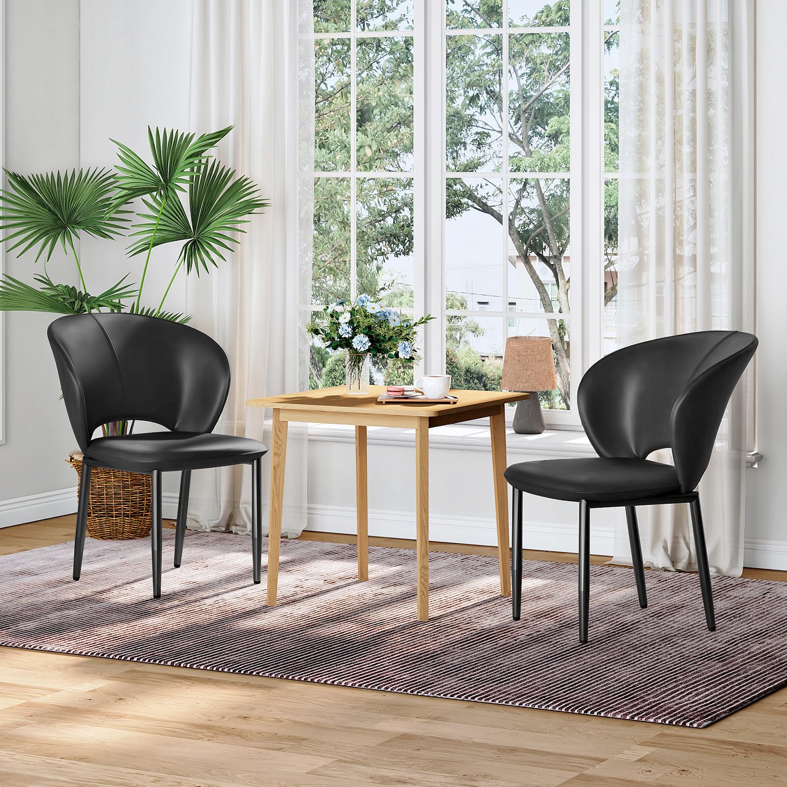 hoobro-chaises-salle-manger-noires-x2-simili-cuir image 4