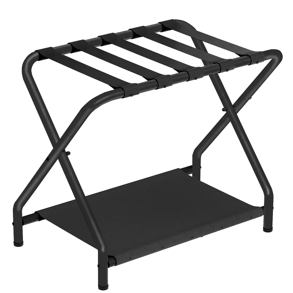 hoobro-porte-bagages-pliant-noir-avec-tag-re-tissu image 1