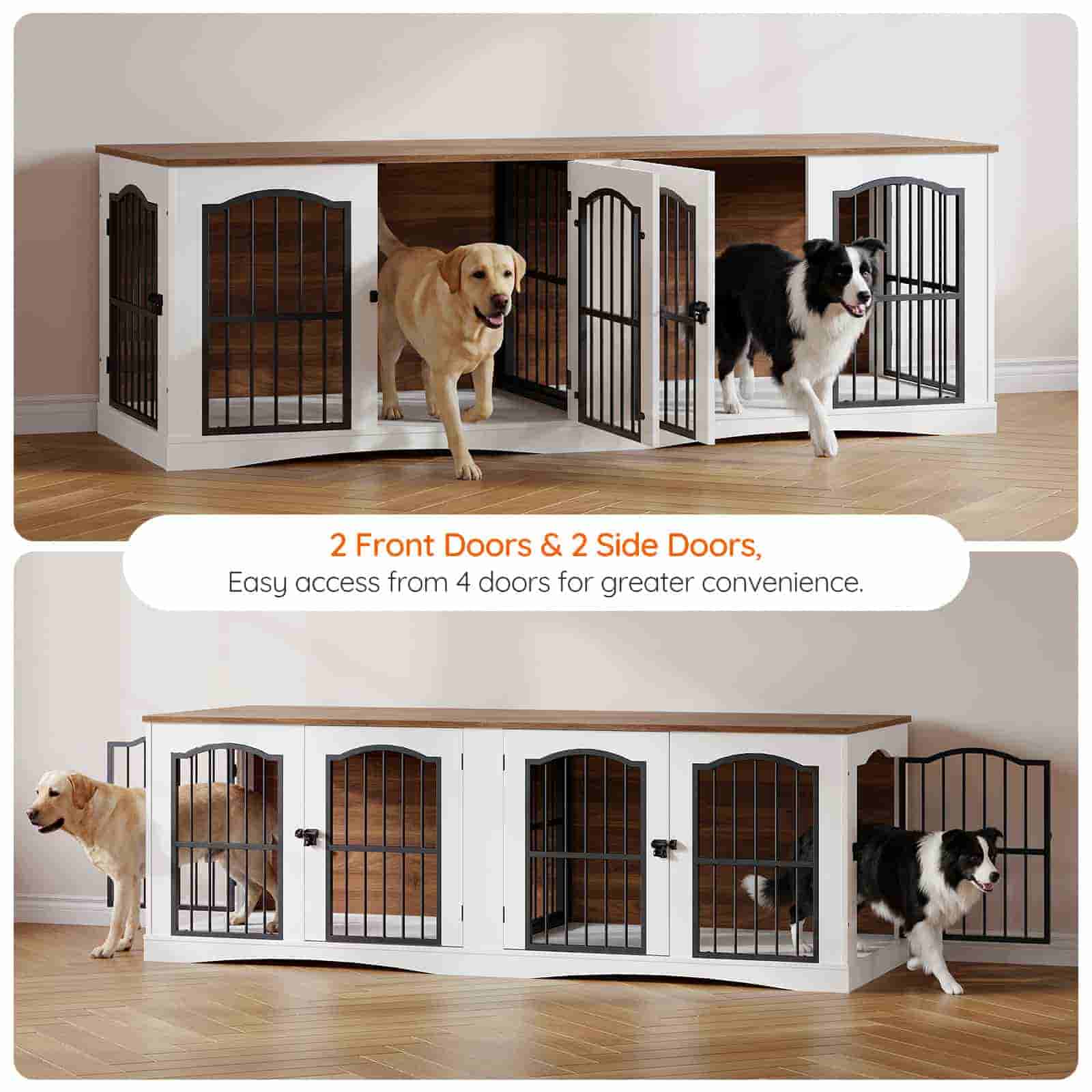 hoobro-pet-furniture-niche-chien-bois-blanche-double-avec-s-parateur image 6
