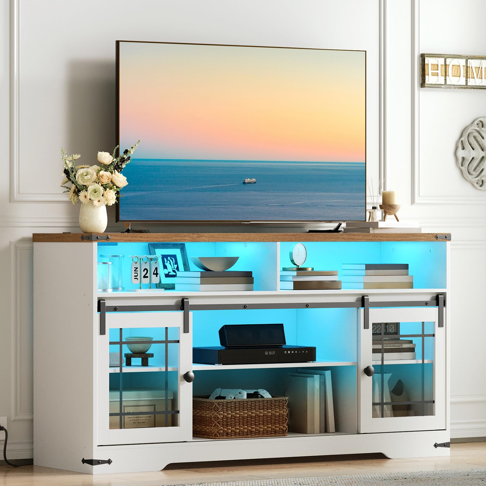 hoobro-tv-stands-meuble-tv-70-pouces-blanc-led image 2