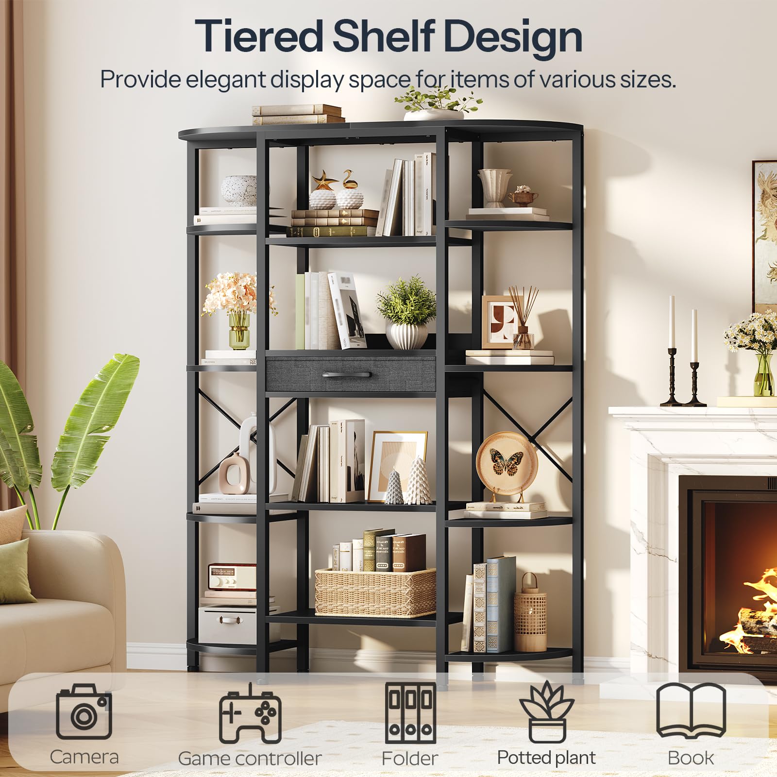 hoobro-bookshelves-biblioth-que-5-niveaux-noire-12-cases image 6