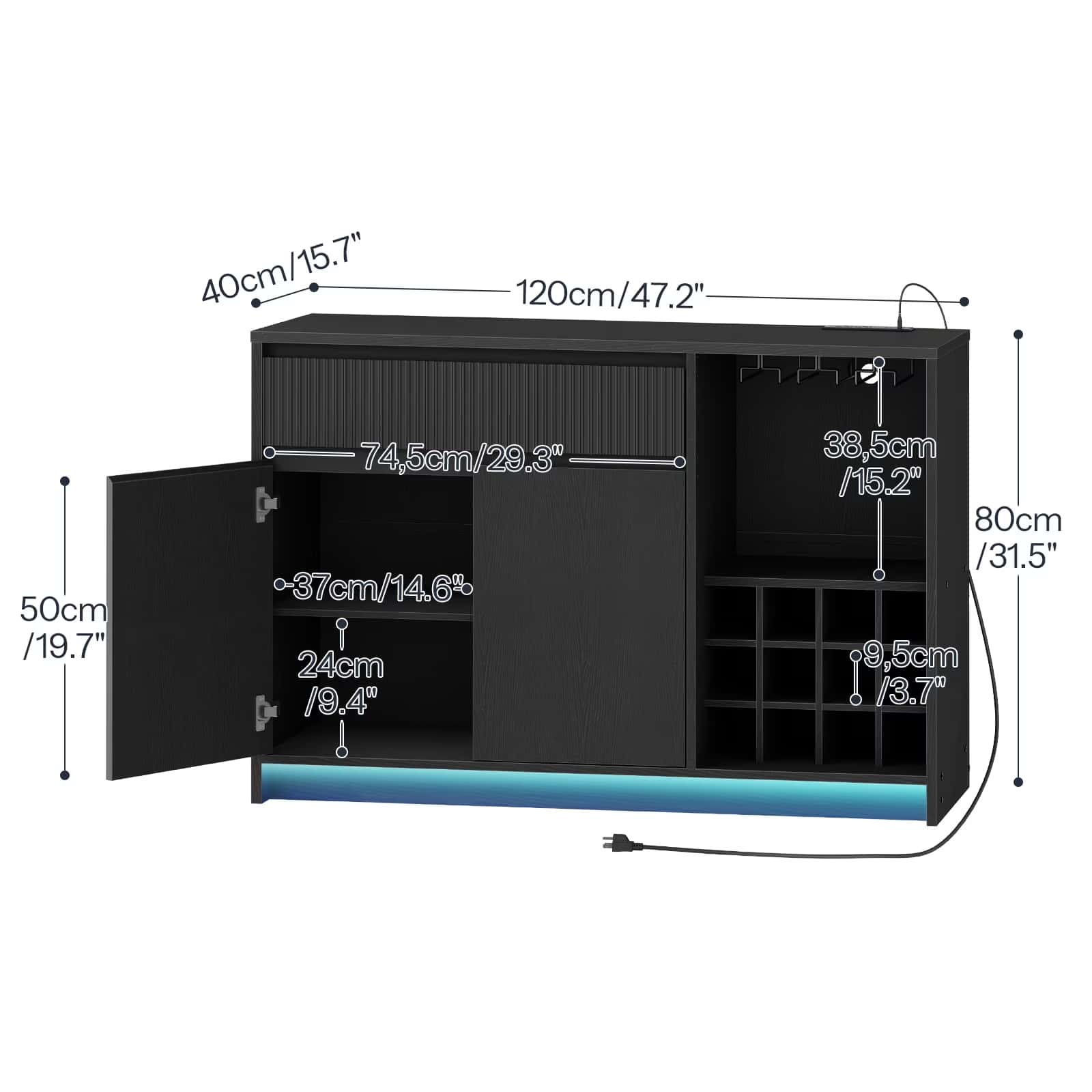 hoobro-beverage-counters-meuble-bar-noir-led-120-cm image 4