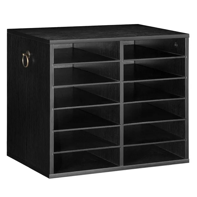 hoobro-meuble-bureau-trieur-courrier-12-casiers-noir-ajustable image 1