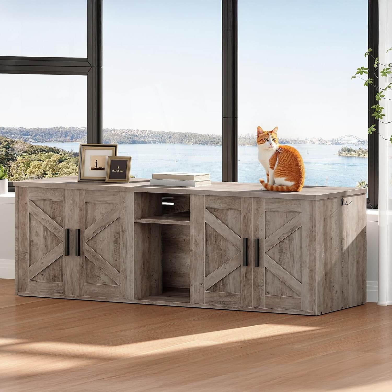 hoobro-pet-furniture-meuble-liti-re-greige-double-2-chats image 4