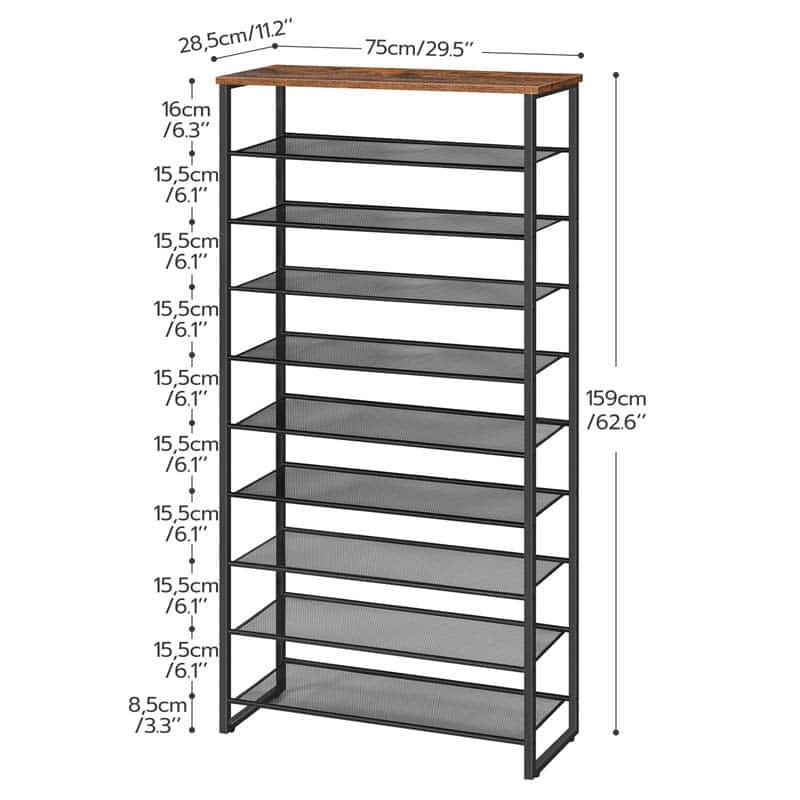 hoobro-shoe-racks-meuble-chaussures-marron-10-niveaux-40-paires image 3