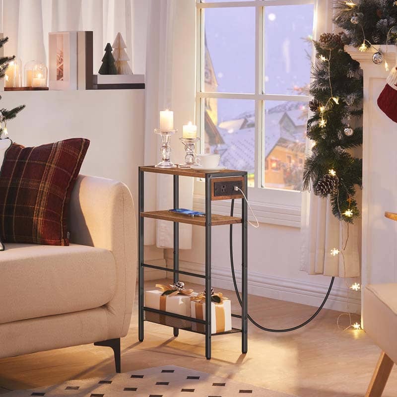 hoobro-side-tables-table-d-appoint-marron-avec-chargeur image 8