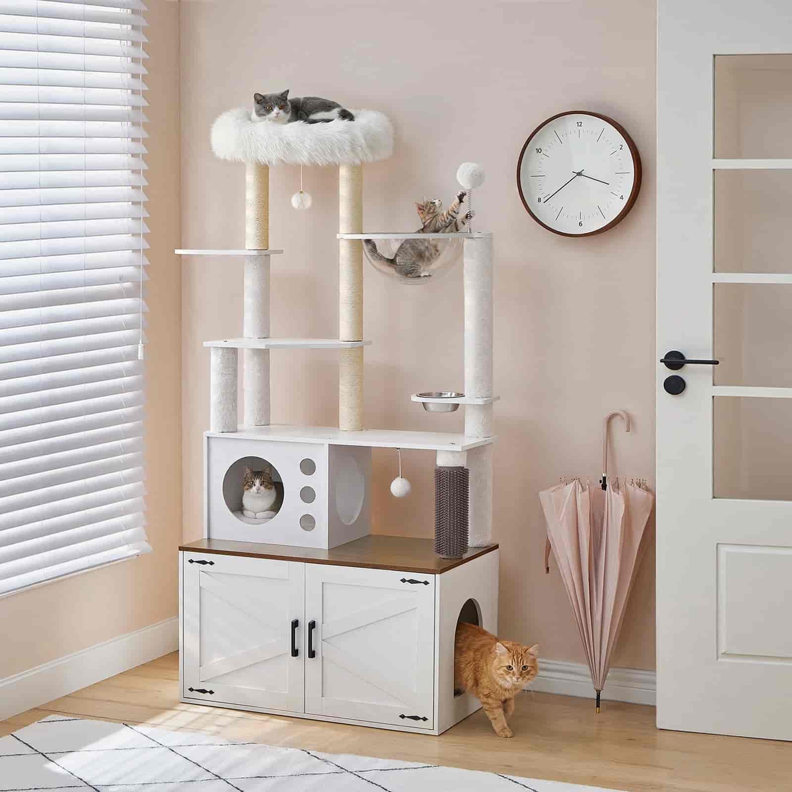 hoobro-pet-furniture-tour-liti-re-chat-blanche-167-cm-griffoir image 2