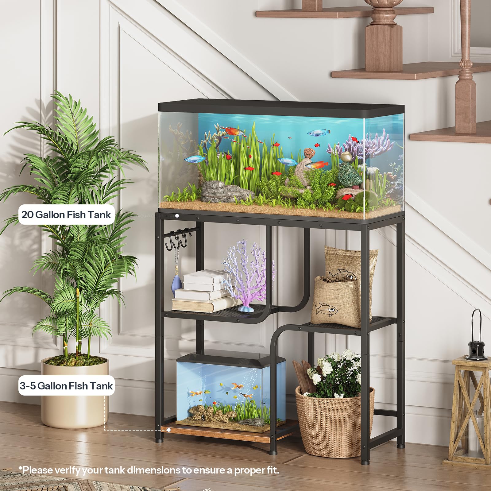 hoobro-fish-tank-stands-meuble-aquarium-20-gallons-marron-rangement image 5